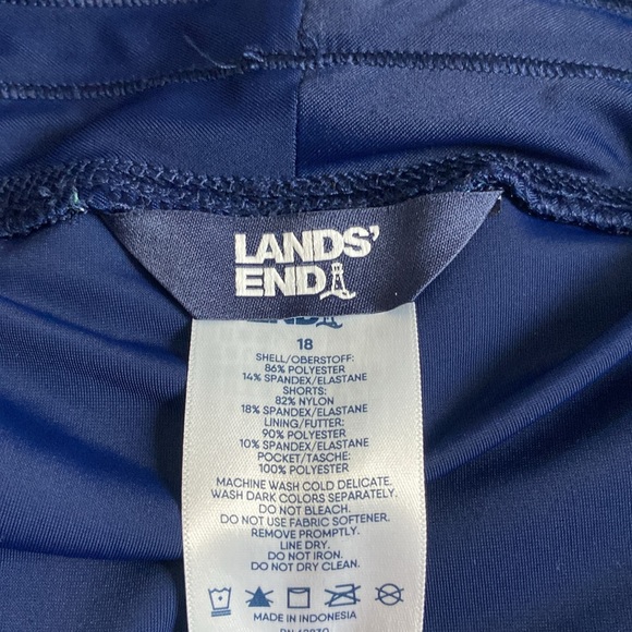 Lands End Women's Quick Dry Board Skort Swim Skirt Deep Navy Tropic Palm - Picture 6 of 6